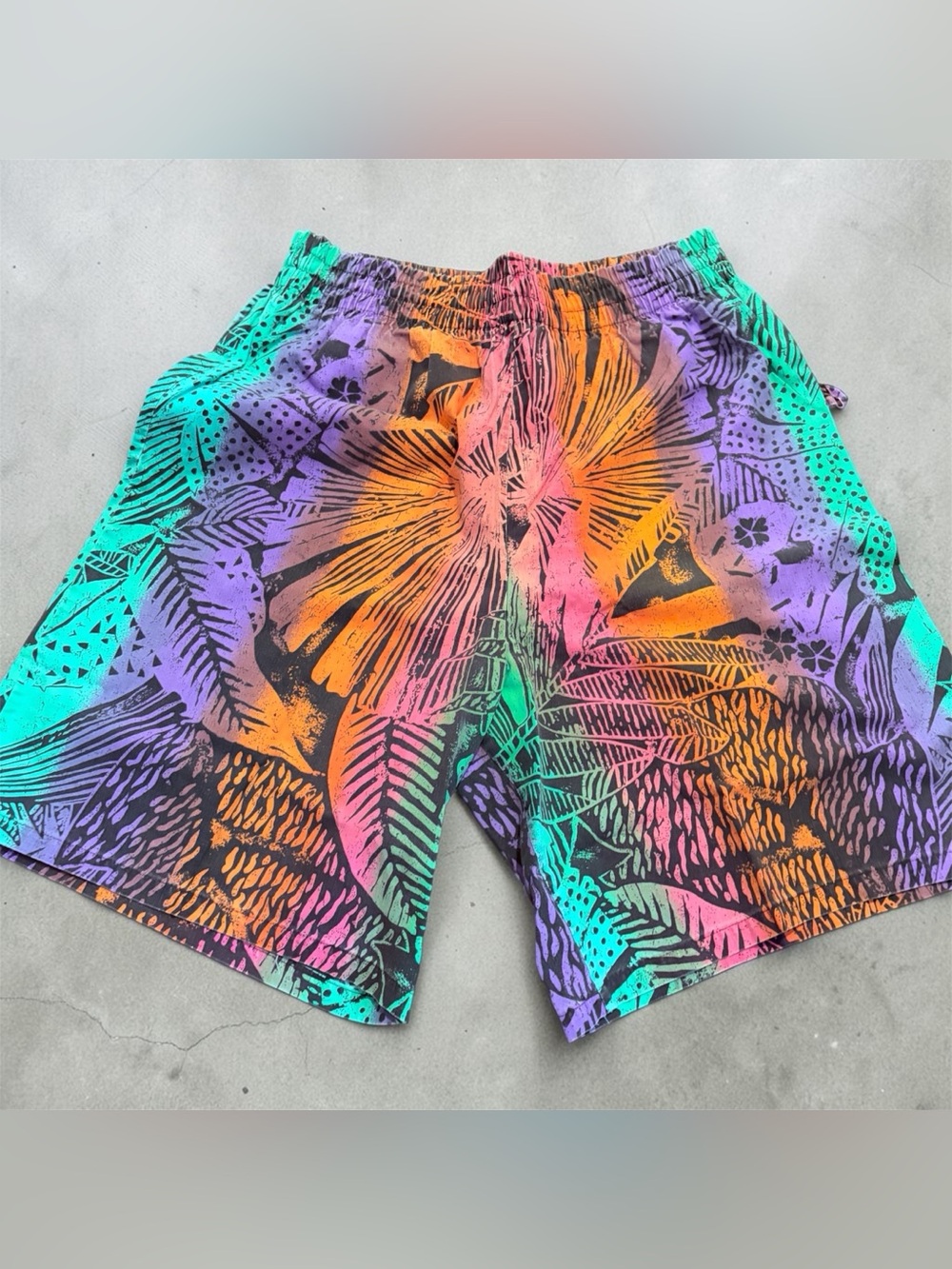 Vintage 80s Hawaiian Surf Beach Shorts All Over Print USA Made Sz Medium
